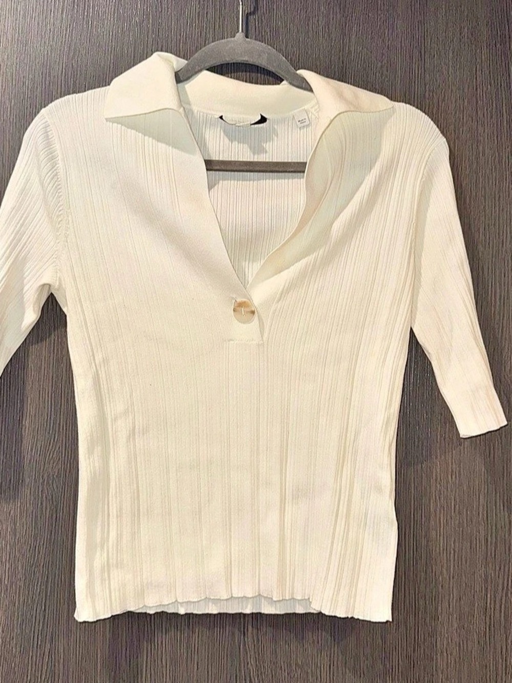 VINCE. Ribbed Cotton-Blend Polo Sweater. in White Size Small